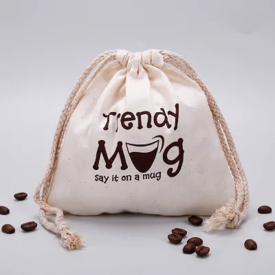 Customized Eco Drawstring Storage Cotton Bag with logo Printed ,cotton Cloth Bundle Pocket Sail Bag, Small Drawstring Gift Bag