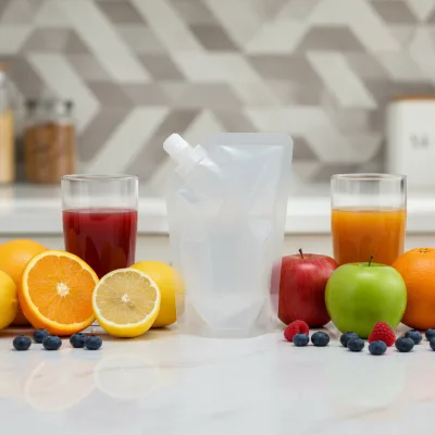 Custom Printed Transparent Nozzle Bags Suction Nozzle Bags Vertical Spray Bag for Beverages Juices and Liquids
