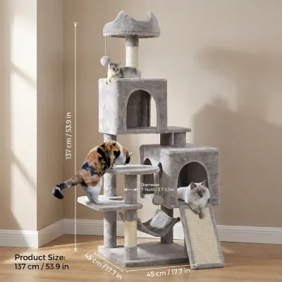 Wholesale Hot-Selling Luxury Eco-Friendly Large Wooden Pet Scratching Tower Apartment Cat Tree