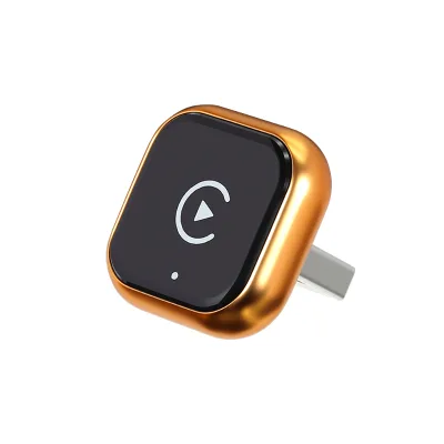 Mini Orange 2 in 1 Wireless CarPlay Android Auto Adapter Dongle Plug and Play Support Siri Voice Control Steering Wheel Control