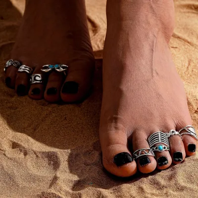 Cross-border Promotional Alloy Anklet Set for Women European American-style Personalized Beach-themed Featuring Heart Eye Motifs