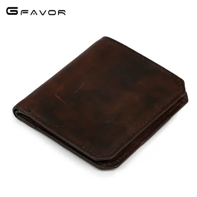 Kickstarter Popular Slim Men Vintage Card Holder Blocking Rfid Genuine Leather Unisex Security Travelling Purse Wallet for Men