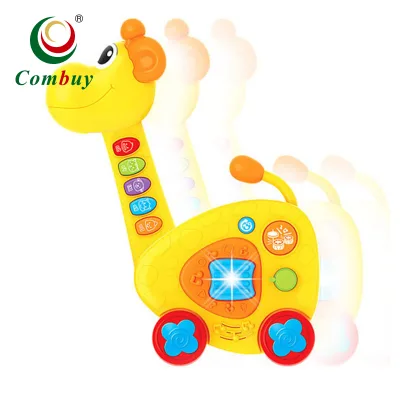 2IN1 Drag Line Cartoon Music Giraffe Plastic Educational Piano Baby Toy COMBUY