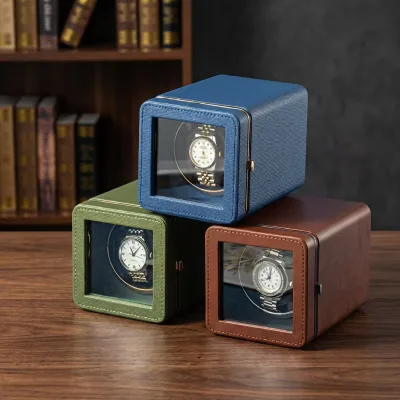 Mini Single Slot Watch Winder | LED Auto-Stop USB Powered PU Leather | Multi-Color Quiet Motor OEM/ODM