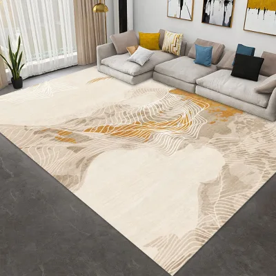 Modern High Quality Washable Area Rug Faux Linen Anti-slip Polyester 8mm Rectangle Machine MADE Custom Modern Rug Carpet 100pcs