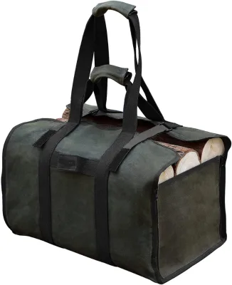 Indoor Fireplace Log Carrier Holders with Shoulder Strap and Handles