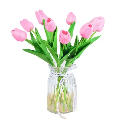 Mini PU Hand Tulip Simulation Flowers Artificial Flowers Cross Border Foreign Trade Silk Wedding Home Manufacturers Wholesale