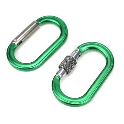 4KN Aluminum Straight Gate Screw Locking Carabiner Keychain Oval Shape Carabiner Anodized