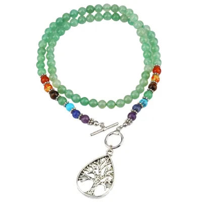 108 Mala Beads Necklace Beaded Wrap Bracelets Genuine Gemstone Mala Prayer Beads Lotus Charm Yoga Meditation Necklace