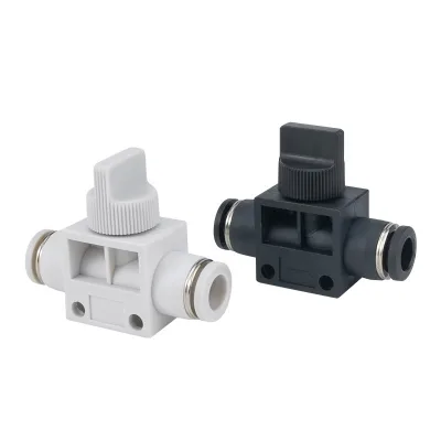 Tracheal Quick Insert Black White Pneumatic Plastic Copper Nickel Plating HVFF4/6/8 Hand Valve Manual Switch Valve Relief Valve