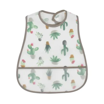 Cute Animal Cartoon Pattern EVA Waterproof Lunch Feeding Bibs Adjustable PU Baby Apron Bibs Burp Clothes Snap Button OEM Service