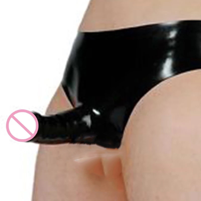 Sexy Latex Underwear Men with Penis Sleeve Bondage Catsuit Kinky BDSM Latex Condom Fetish for Sex Game