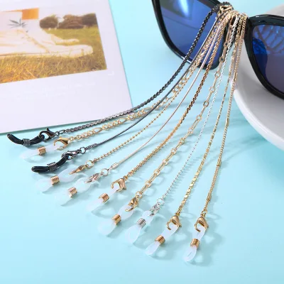 Hanging Neck Titanium Steel Stainless Eyeglass Chain Crystal Pearl Gem Non-Slip Mask Lanyard Metal Mask Eyewear Accessories