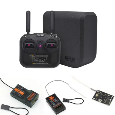 Hotrc HT-6A 2.4G 6CH RC Transmitter FHSS & Receiver With Box for FPV Drone Rc Airplane Car Boat