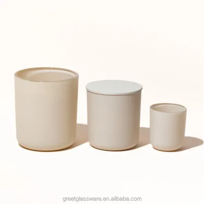 Luxury Frosted  8oz 12oz Custom Brand Logo Wholesale Eco Friendly White Glass Candle Jars With Lids for Candle Making