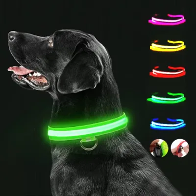 Adjustable led dog collar - rechargeable, flashing, reflective pet collar for nighttime safety and anti-loss