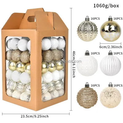 6CM Creative PVC Plastic Christmas Decoration Ball Elegant Chen Layout Hanging Ball for Home Christmas Tree Dressing