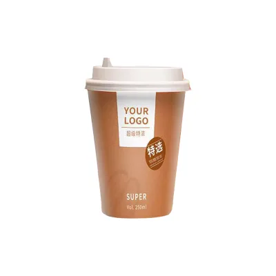 Customized Logo Disposable Double Wall Large-Capacity Paper Cups Hot Drink Cups for Soy Milk Coffee Tea for Commercial Use