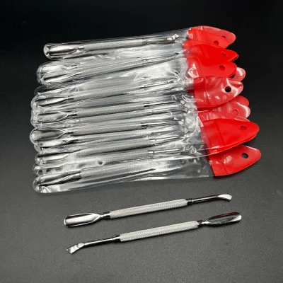 Custom Double-Ended Stainless Steel Professional Bevel Head Nail Cuticle Pusher Nailexfoliating Remover Trimmer Manicure Tool