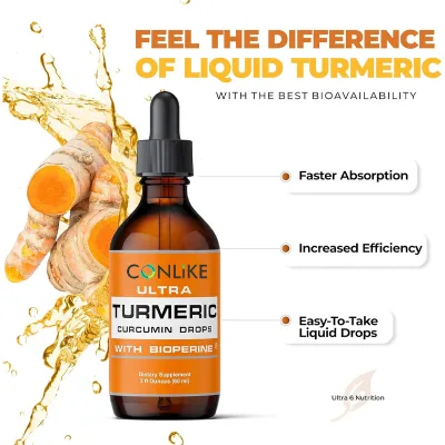 Turmeric Curcumin Drops Herbal Supplement Super Immune Joint Health Turmeric Drops Liquid OEM Package