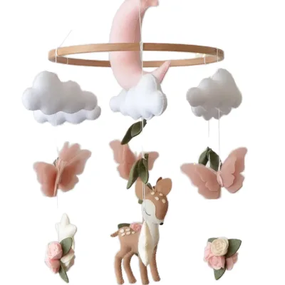 CE CPC Wholesale Custom Kids Baby Hanging Toys Unisex Floral crib cot felted baby mobiles Quran Deer Flowers Butterfly Soft Toy