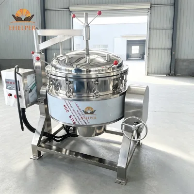 Large Capacity Tilting Industrial Cooker Manual Lid Opening Food Processing High Pressure Stainless Steel Cooking Pot