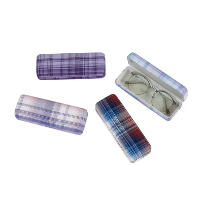 Fashion Plaid Fabric Hard Shell Eyeglasses Case Custom Tartan Spectacle Box for Frames