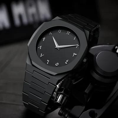 Men's Watch Hot Sale Arabic Numerals Middle East Black Matte Plastic Cross-Border Quartz Watch 41mm 9mm Pointer