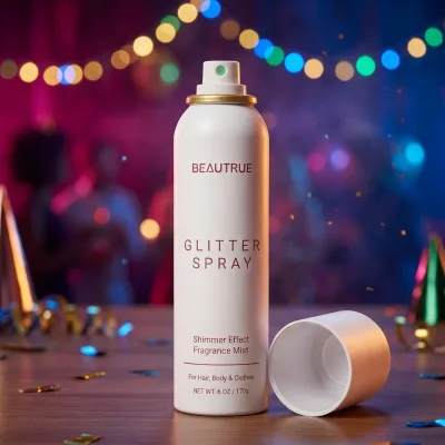 Factory Wholesale Glitter Shiny Spray Hair Body Formula Mist Waterproof Vegan Organic Safe Silver Gold Perfume Fragrance Woman