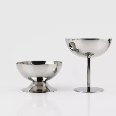 Hot Sale 200ml Stainless Steel Pint Glass Ice Cup Multi-function Goblet Snack Silver Party Use American Style