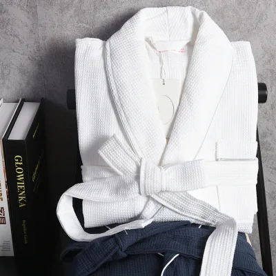 100%Cotton Muslin Bathrobe Woman Couple Waffle Bathrobe Premium Durable Unisex Spa Bathrobe