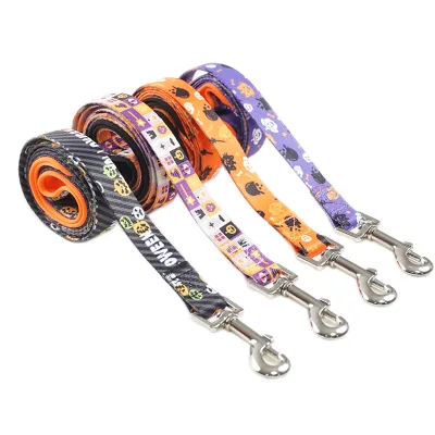 2025 Halloween Custom Wholesale Luxury Neoprene Dog Chain Durable Polyester Printed Pet Dog Leash Direct From Factory Supply