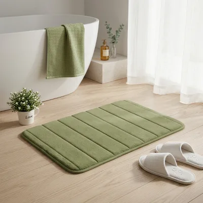 Luxury Super Absorbent Striped Machine Made Microfiber Shower Mat PVC Backing Comfortable for Bathtub Shower Customizable Sizes