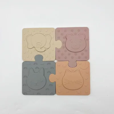 Fun Animals Textures Soft Educational Toy Learning Puzzle Montessori Toys Silicone Jigsaw Puzzles for Toddlers