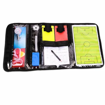 Aiju Football Referee Tool Kit Portable Durable Soccer Coach Equipment Red Yellow Cards Wing Toss Device Pressure Gauge Whistle