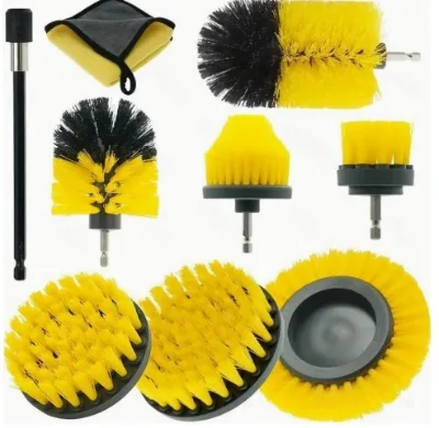 9 PCS Eco-Friendly Plastic Power Drill Scrubber Brush Set Handheld Extended Reach Attachment Car Washer Cleaning Equipment