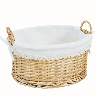 Eco-friendly Natural Handmade Gift Basket Fruit Basket Wicker Picnic Basket With Handle