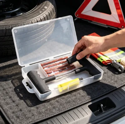 Automobile Tubeless Tyre Plug Repair Kit Full Accessories for Fast on Site Vehicle Tyre Restoration