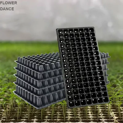 Wholesale Rectangle Heavy Duty PET Plastic Seedling-Raising Plate 21 32 50 72 98 105 128 168 200 Holes for Outdoor Plant Trays
