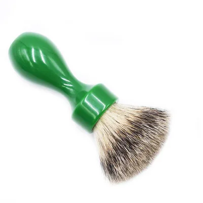 Badger Hair Shaving Brush with Green Resin Handle and Chrome Razor Stand Shaving Set