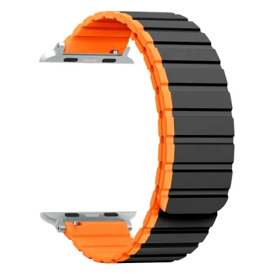 CM Two Colors Secure Closure Magnetic Silicone Rubber Wrist Armband Bracelet Belt for Apple Watch 46mm 49mm 45mm 41mm 42mm