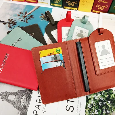 Custom Logo Pattern Sublimation Passport Cover and Luggage Tag Set PU Passport Holder and Luggage Tag with Letter Design