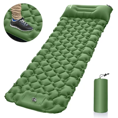 Four Seasons Inflatable Mattress Cushion Fast Filling Air Camping Beach Mat With Pillow Sleeping Pad Light