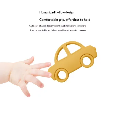 New-style Car-shaped Silicone Teether Food-Grade Baby Soother Prevents Thumb-Sucking Oral-Stage Teething for Babies 0-24 Months
