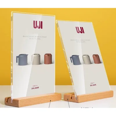Desktop Acrylic Sign Holder,acrylic display stands,transparent wood display stand