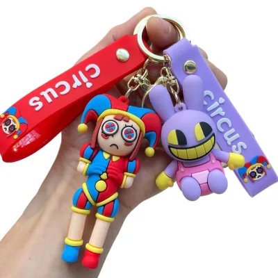 Surreal Dark Animated Comedy the Amazing Digital Circus Toys Keychains Wholesale PVC KeyChain Accessories Silicone Gift Pendant