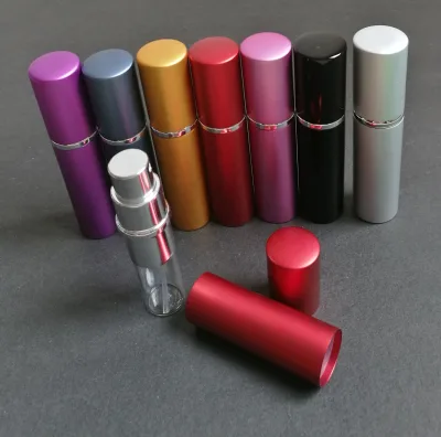 Mix Color Small Aluminum Refillable 5ml Glass Sample Perfume Pocket Bottle