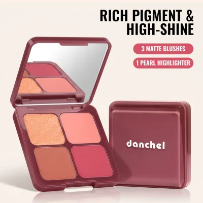 3+1 Danchel Blush Palette Blur Filter Effect Soft Focus Multi Palette Gradient Layerable Shades Cheek Blush Cosmetics
