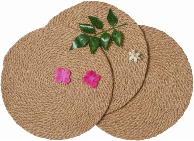 Bamboo Coster Thanksgiving Placemats Sets of 8 Boho Water Hyacinth Round Table With Coasters Coffee Placemat Cream Cotton