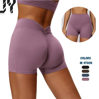 2025 Hot-Selling Brushed Yoga Shorts High-Waisted Pleated Slimming Leggings Women's Outdoor Running Fitness Wear